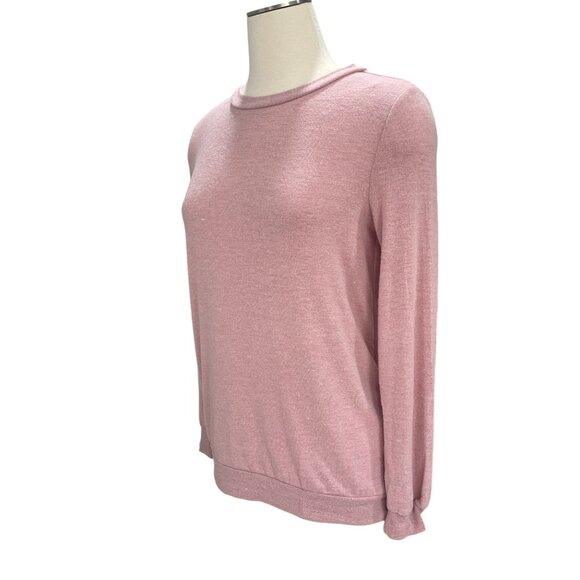 Iris Pink Long Sleeve Pullover Top – Soft Knit Back Bow Detail – Women's Size M - Picture 7 of 9